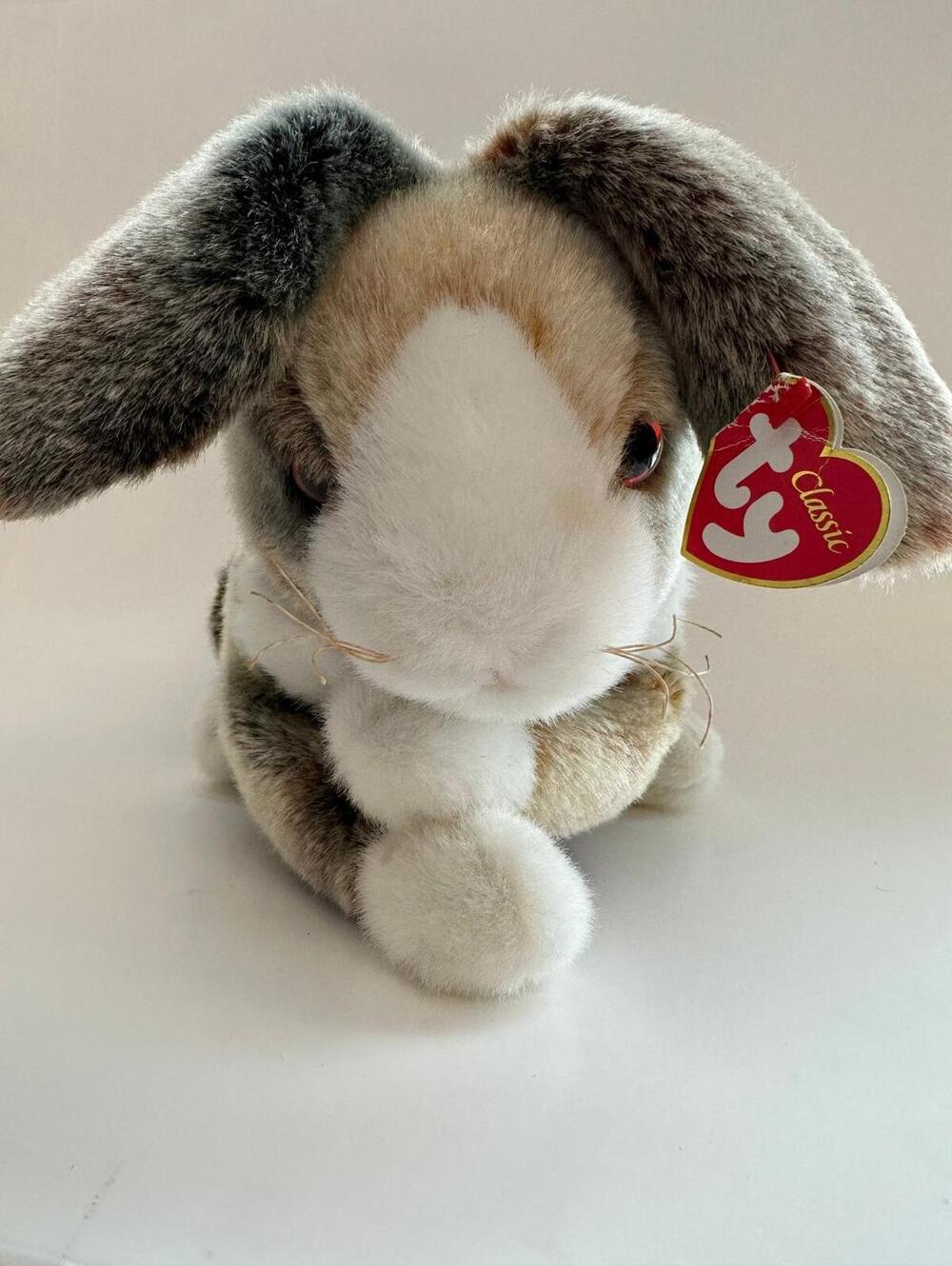 Ty Classics Collection “Meadow” the White and Brown Bunny Creased Tag (12 inch)